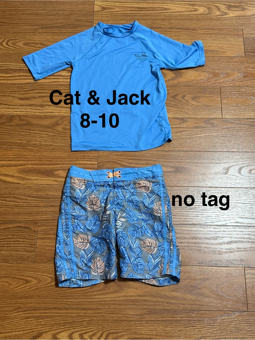 Art Class Blue Rash Guard with Tropical Print Swim Trunks